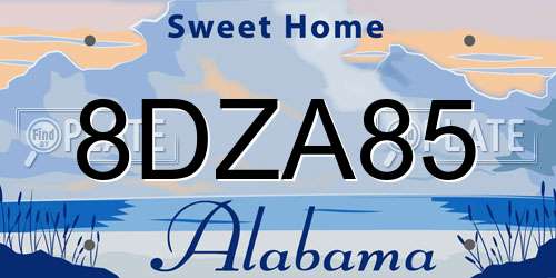 8DZA85 Alabama License Plate