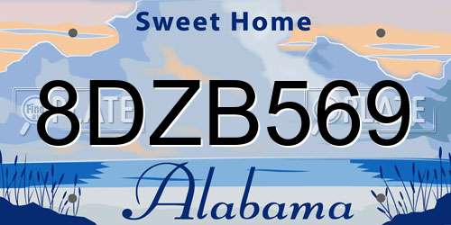 8DZB569 Alabama License Plate