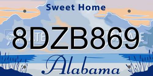 8DZB869 Alabama License Plate