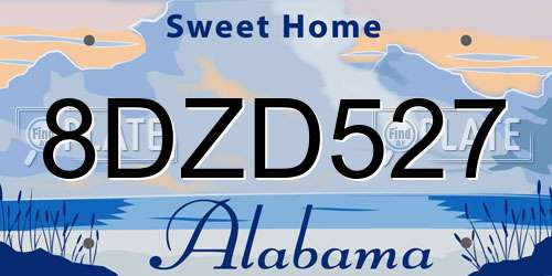 8DZD527 Alabama License Plate