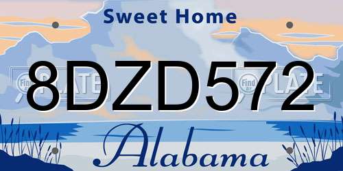 8DZD572 Alabama License Plate