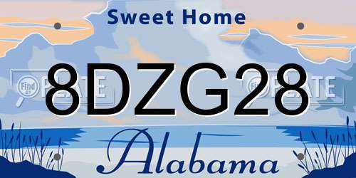 8DZG28 Alabama License Plate