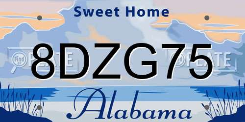 8DZG75 Alabama License Plate