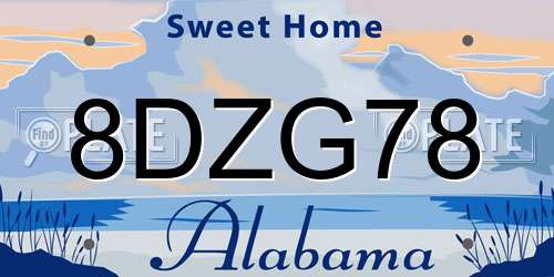 8DZG78 Alabama License Plate