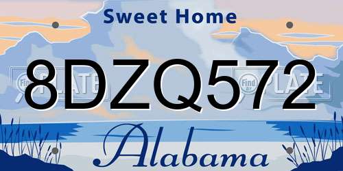 8DZQ572 Alabama License Plate