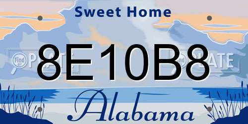8E10B8 Alabama License Plate