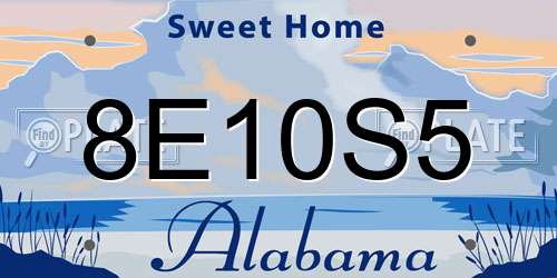 8E10S5 Alabama License Plate