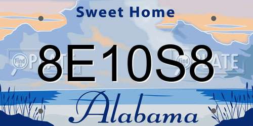 8E10S8 Alabama License Plate