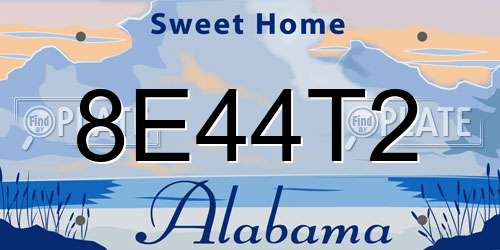 8E44T2 Alabama License Plate