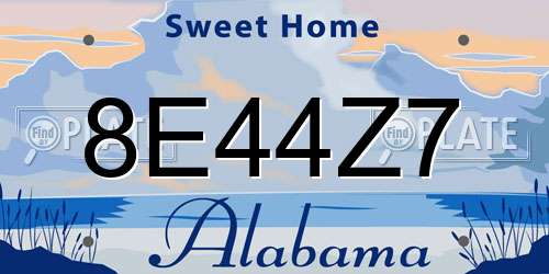 8E44Z7 Alabama License Plate
