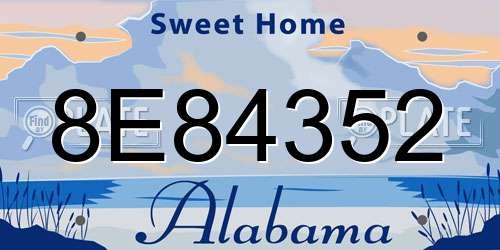 8E84352 Alabama License Plate
