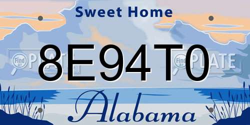 8E94T0 Alabama License Plate