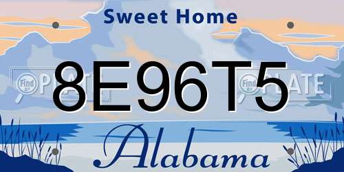 8E96T5 Alabama License Plate