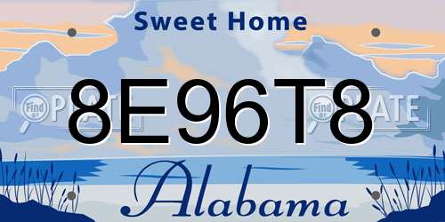 8E96T8 Alabama License Plate