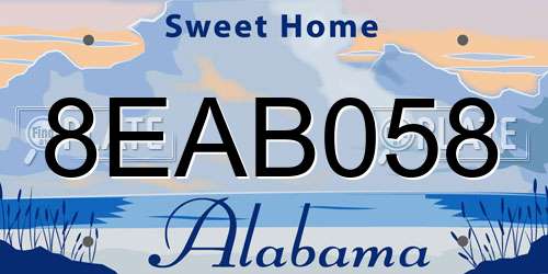 8EAB058 Alabama License Plate