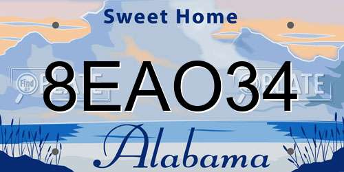 8EAO34 Alabama License Plate