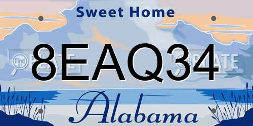8EAQ34 Alabama License Plate