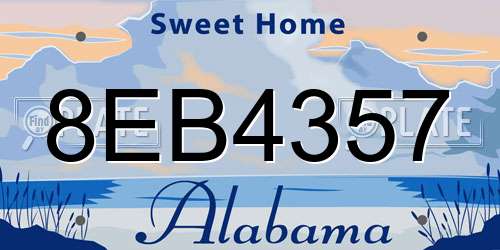 8EB4357 Alabama License Plate