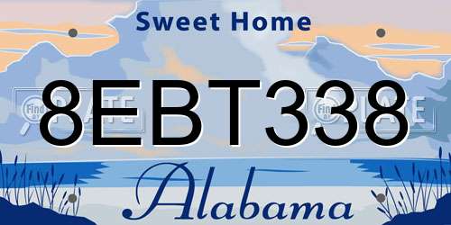 8EBT338 Alabama License Plate