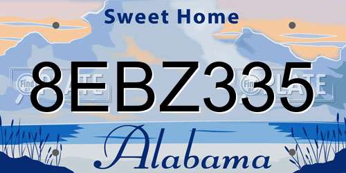8EBZ335 Alabama License Plate