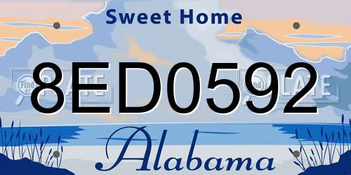 8ED0592 Alabama License Plate