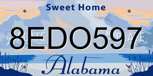 8EDO597 Alabama License Plate