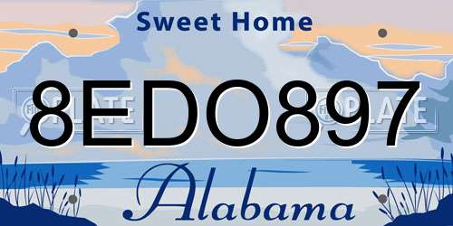 8EDO897 Alabama License Plate