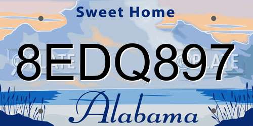 8EDQ897 Alabama License Plate