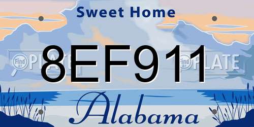 8EF911 Alabama License Plate