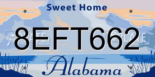 8EFT662 Alabama License Plate