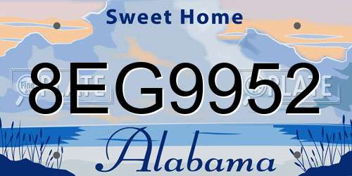 8EG9952 Alabama License Plate