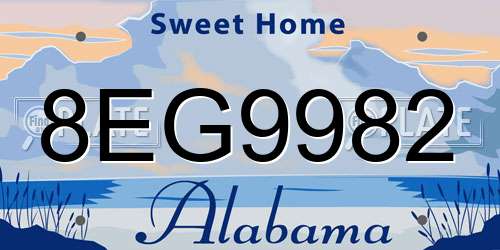8EG9982 Alabama License Plate