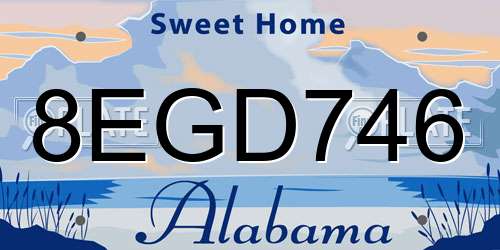 8EGD746 Alabama License Plate