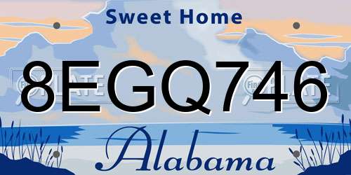8EGQ746 Alabama License Plate