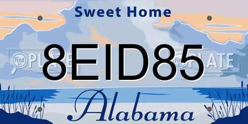 8EID85 Alabama License Plate