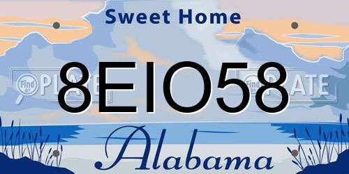 8EIO58 Alabama License Plate