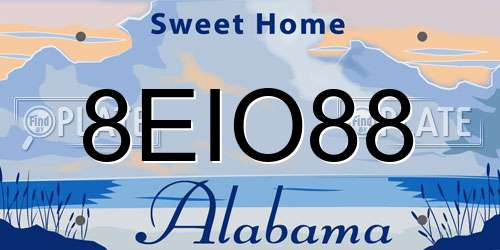 8EIO88 Alabama License Plate