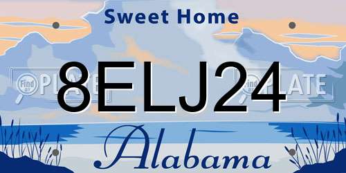 8ELJ24 Alabama License Plate
