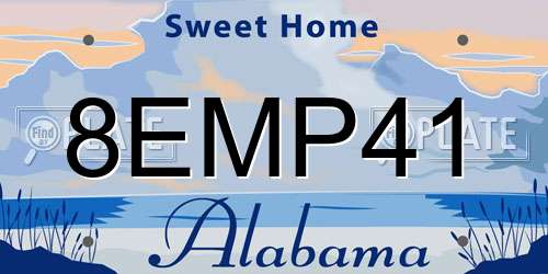 8EMP41 Alabama License Plate