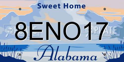 8ENO17 Alabama License Plate