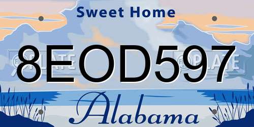 8EOD597 Alabama License Plate