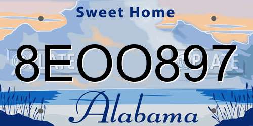 8EOO897 Alabama License Plate