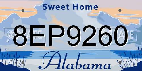 8EP9260 Alabama License Plate
