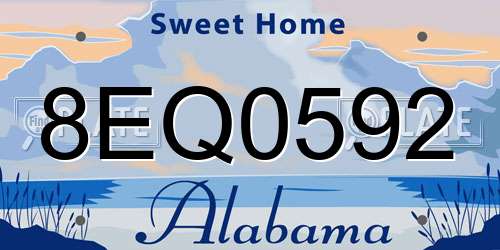 8EQ0592 Alabama License Plate