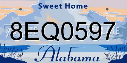 8EQ0597 Alabama License Plate