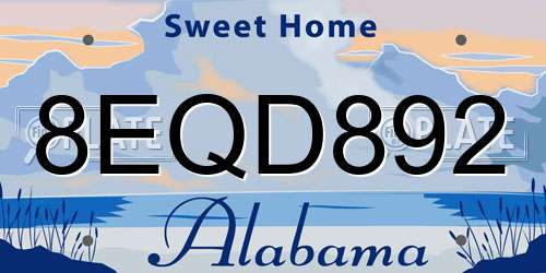 8EQD892 Alabama License Plate