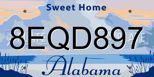 8EQD897 Alabama License Plate