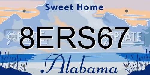 8ERS67 Alabama License Plate