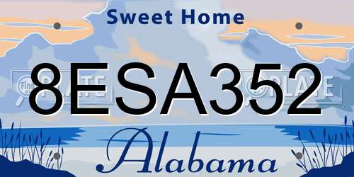 8ESA352 Alabama License Plate