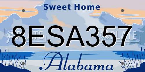 8ESA357 Alabama License Plate